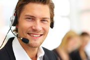 Professional customer service agent happy at work